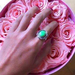 Green Turqouise ring with sterling silver size 6